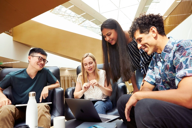 Group of students in a library