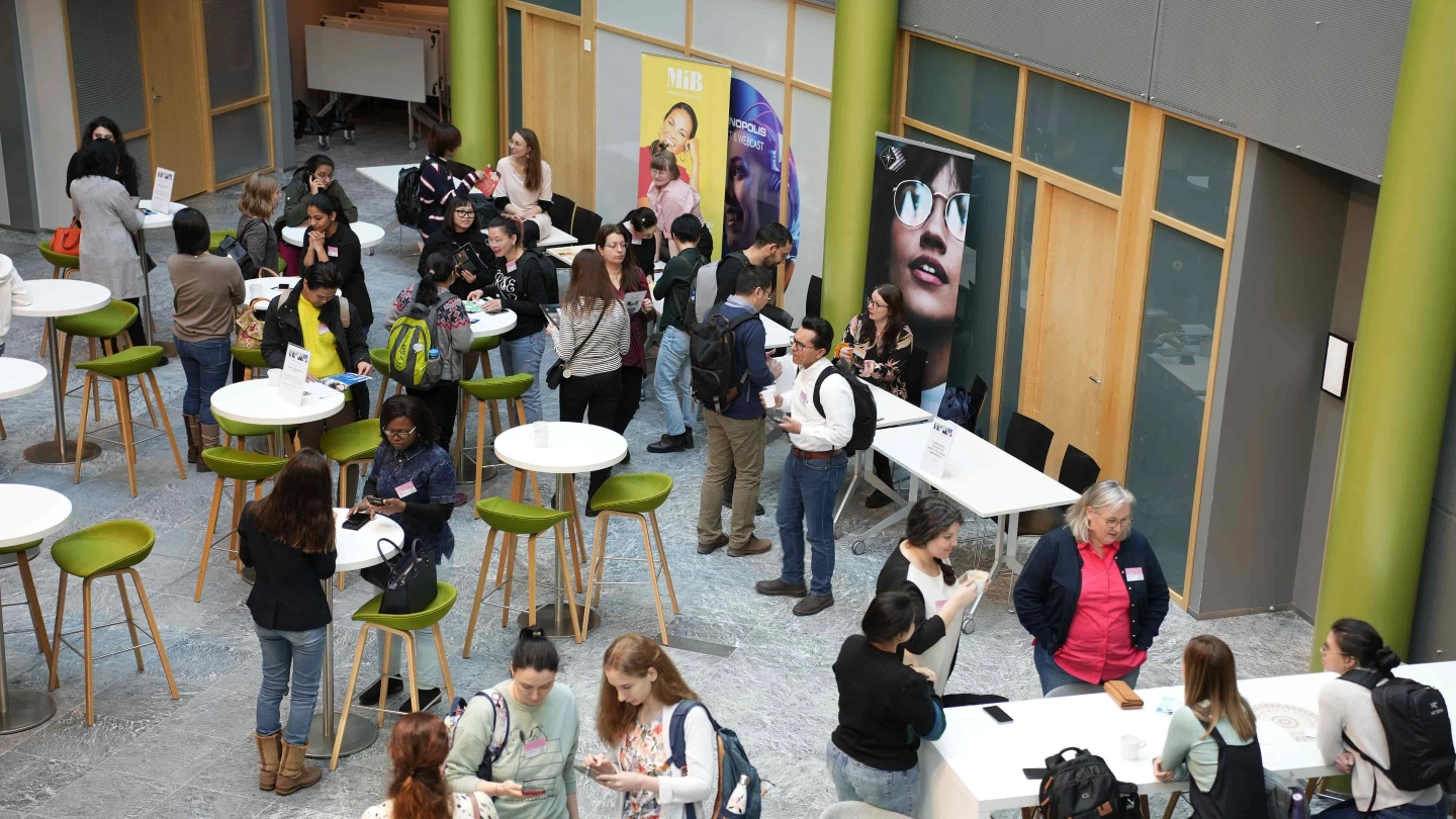 A lot of people are at a career event. A lot of people are at a career event.
